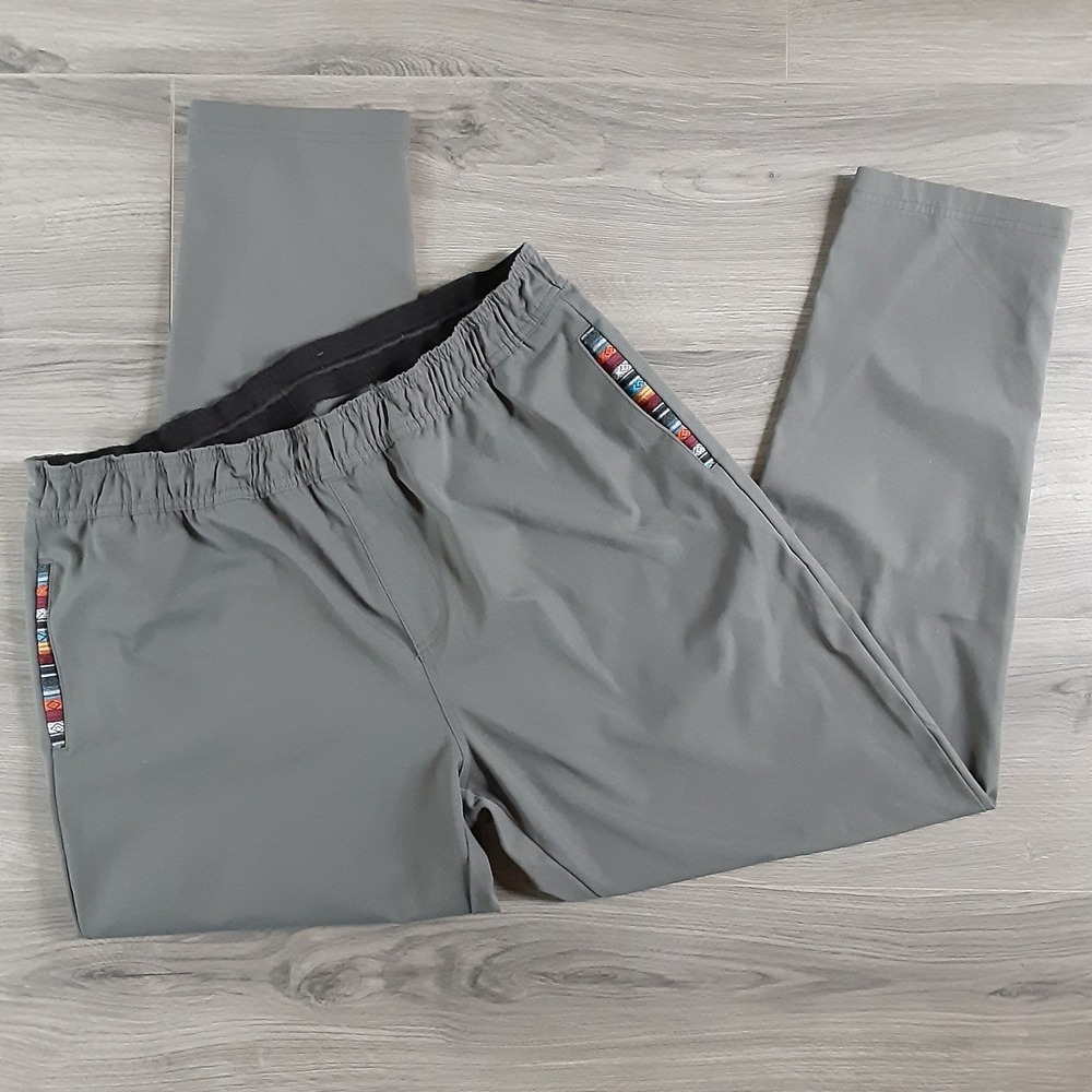 Wowie Mens Charcoal Grey Tapered Joggers Woven Trim Drawstring Size XL